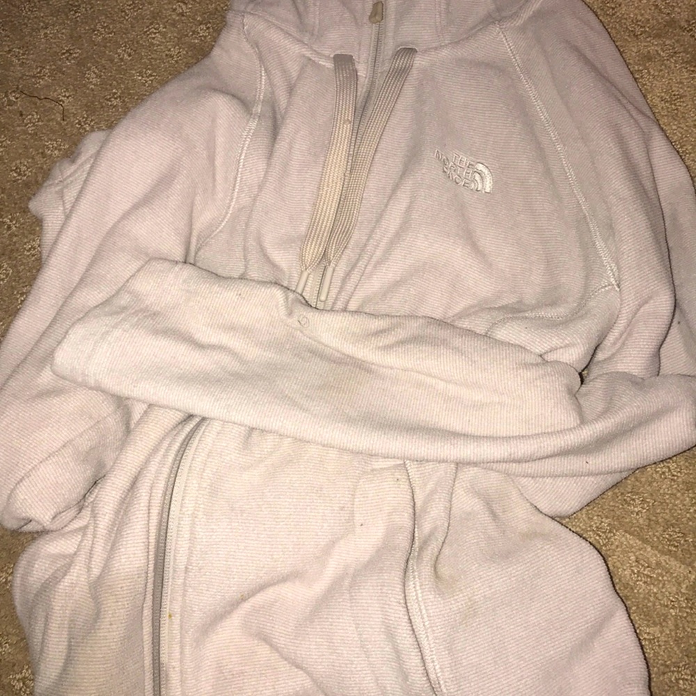 North Face Khaki Zip hoodie.